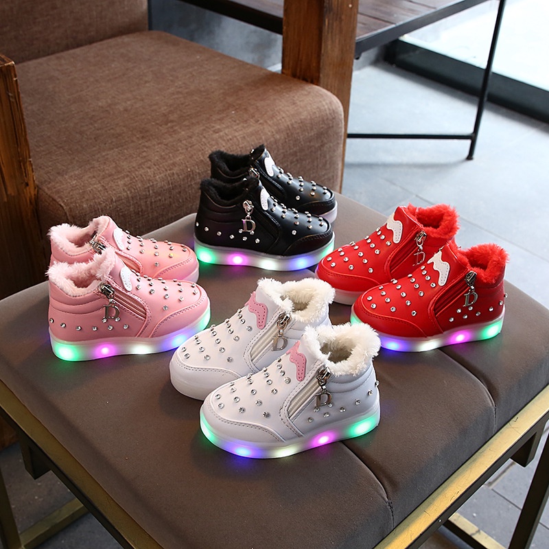 Sepatu Anak Perempuan LED Sneakers Import Boots