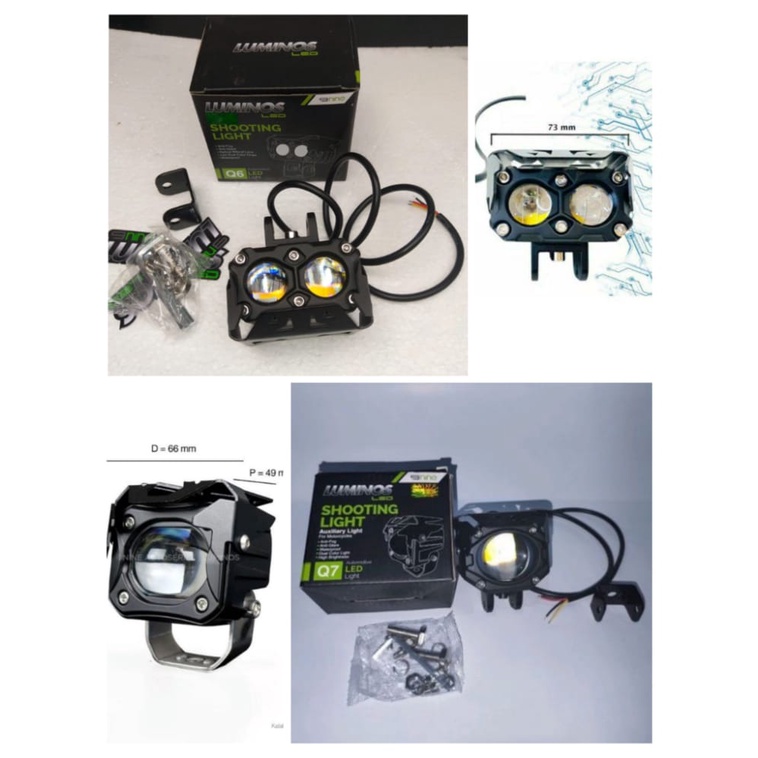 Lampu sorot Lampu Tembak 1 Mata dan 2 Mata LUMINOS Q6 Q7 2 warna White Yellow Tembus Kabut