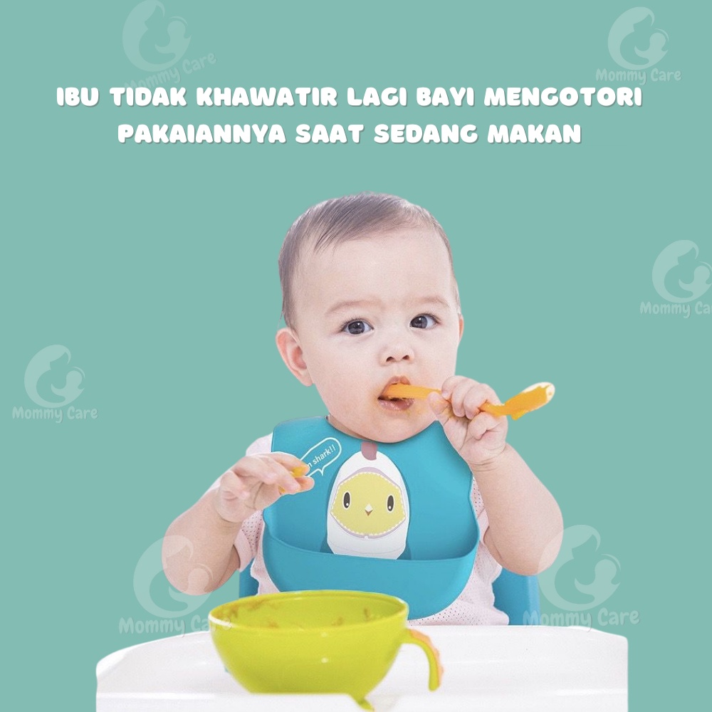 MOMMYCARE CELEMEK MAKAN BAYI BABY BIB SLABBER FULL SILIKON