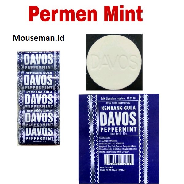 

1PCS Permen Jadul Davos Roll Bulat Peppermint Kembang Gula KOIN 22gr