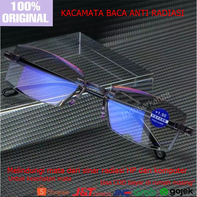 Kacamata Baca Lensa Plus Anti Radiasi +1.00 s/d + 4.00 Kacamata Pria Wanita Reading Glasses 807 G Radiation Premium Bisa Jalan dan Nonton TV