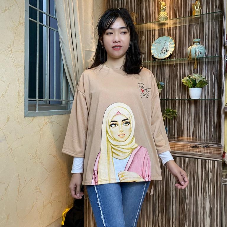 LD 130 ATSAN OVERSIZE MUSLIMAH KAOS WANITA JUMBO VIRAL