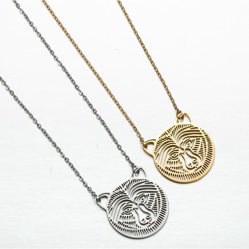 Kalung Rantai Bahan stainless steel Desain Beruang hollow Gaya vintage Eropa Amerika Untuk Wanita