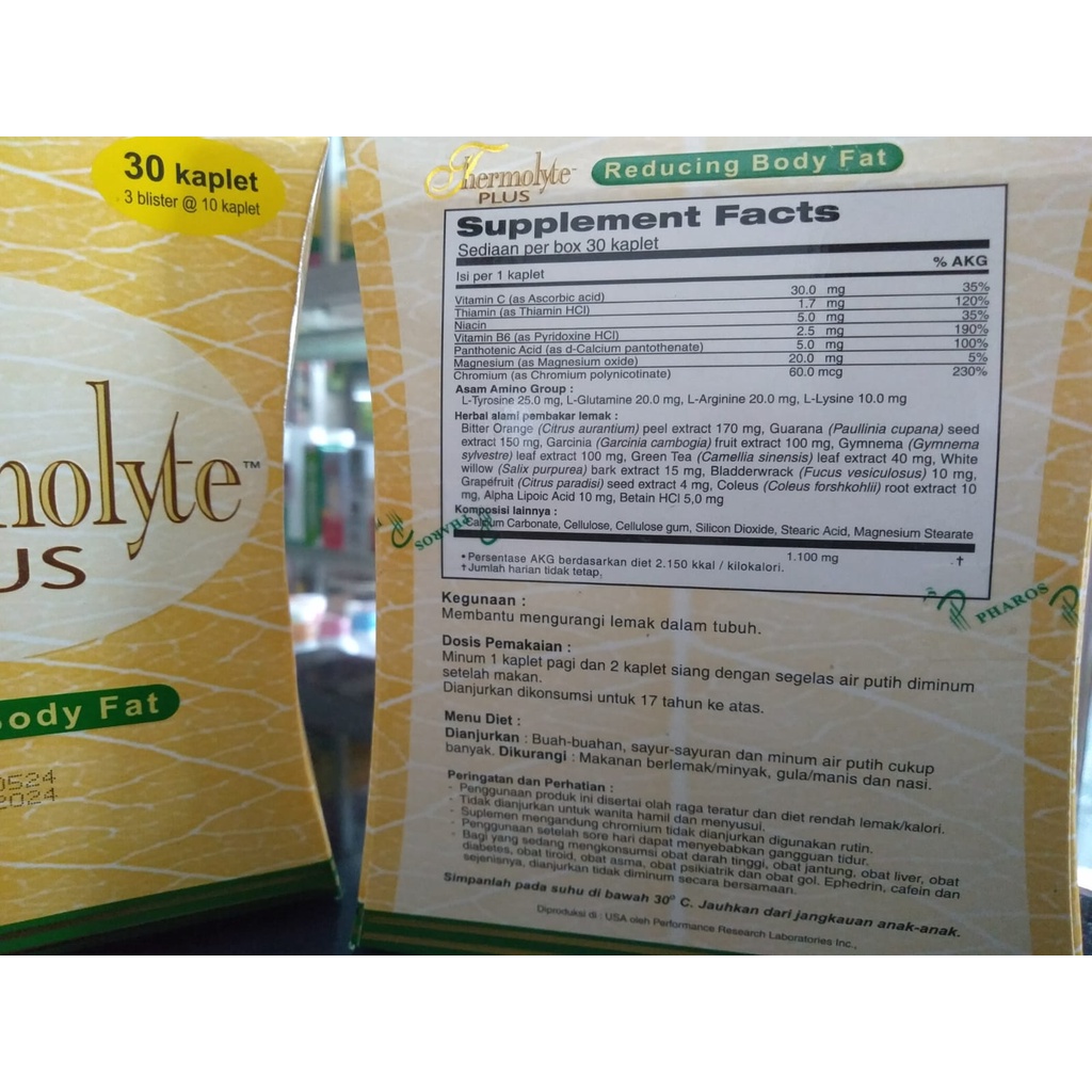 THERMOLYTE PLUS KAPLET HERBAL PELANGSING thermolite 30 KAPLET