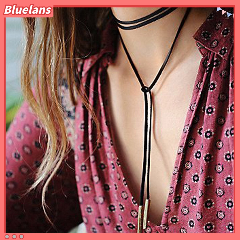 Bluelans Fashion Women Boho Sexy Black Faux Leather Choker Necklace Jewelry Simple Punk