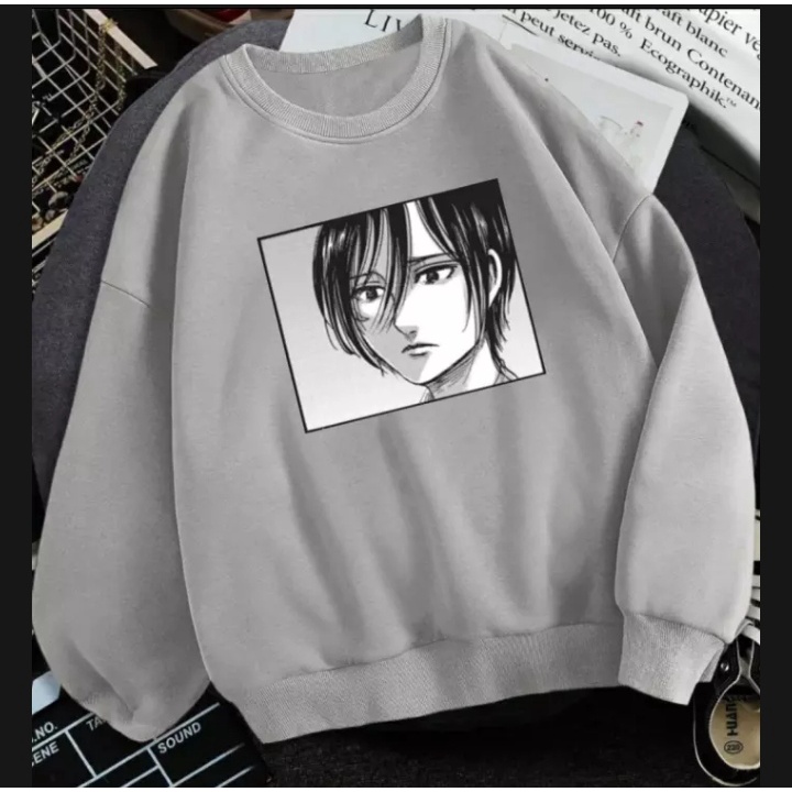 SWEEPER - TERLARIS BASIC SWEATER ANIME MIKASA SWEATER PRIA &amp; WANITA M-XL BAHAN FLEECE