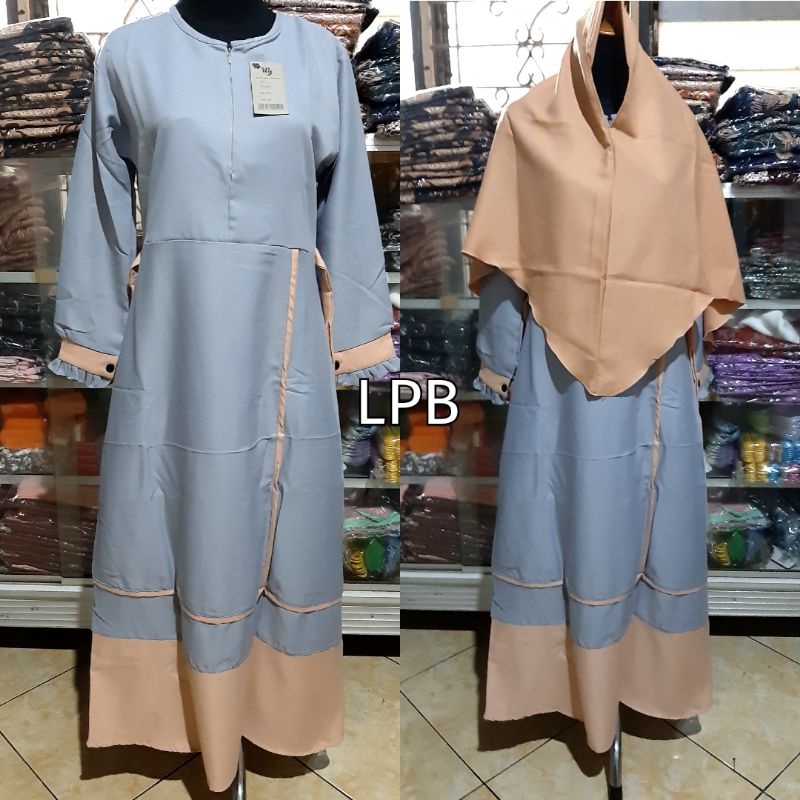 Gamis Set Hijab Jilbab / Fashion Muslim Moscrepe #13