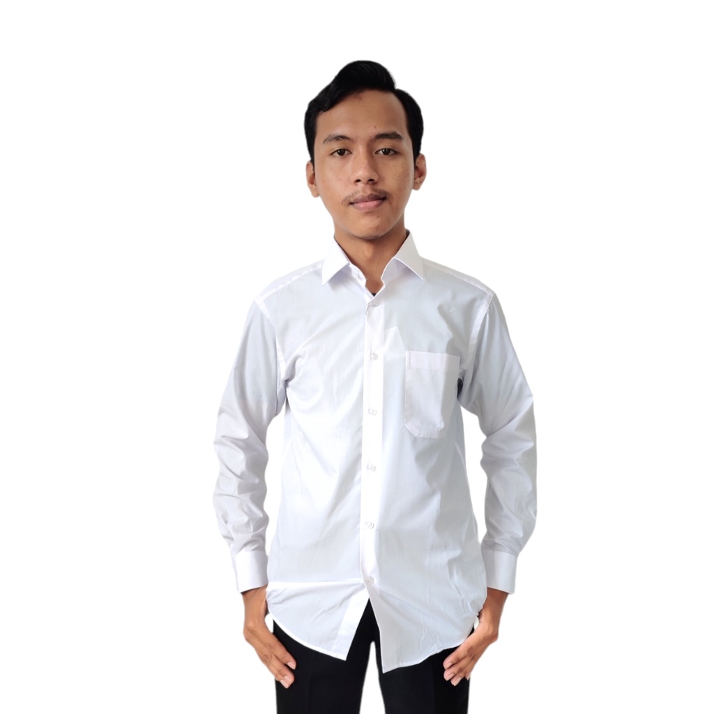 Kemeja Alisan Putih Kemeja Pria Panjang Polos Regular Katun  Dalaman Jas Original Amigo
