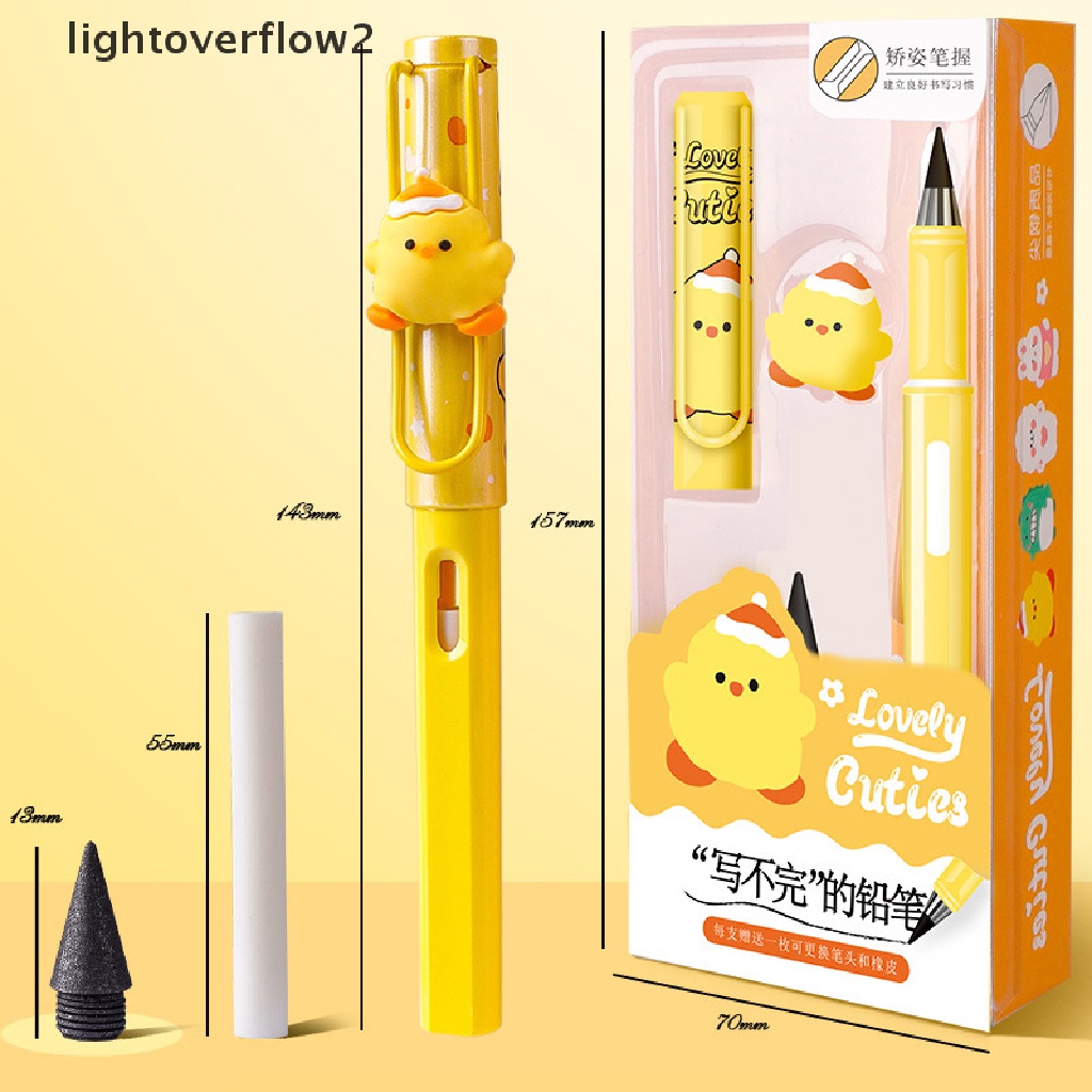(lightoverflow2) 3pcs / set Pensil Ajaib Motif Hewan Lucu Tanpa Tinta Untuk Menulis / Sketsa / Hadiah Anak