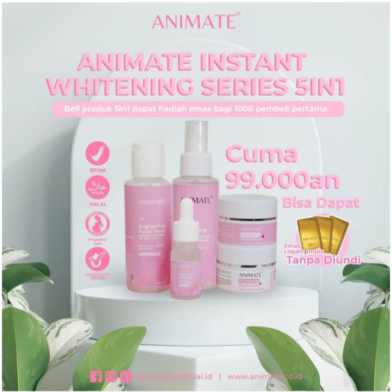 Jual Animate Skincare Instan Whitening Series 5 In 1 Shopee Indonesia