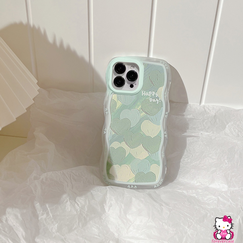 Soft Case Motif Lukisan Minyak Hati Hijau Untuk OPPO A15 A16 A53 A74 A76 A9 A5 A31 A33 2020 A54 A57 A55 A16K A96 A95 A12 A5s A7 A16E A15 A12 A5s A2 A3s