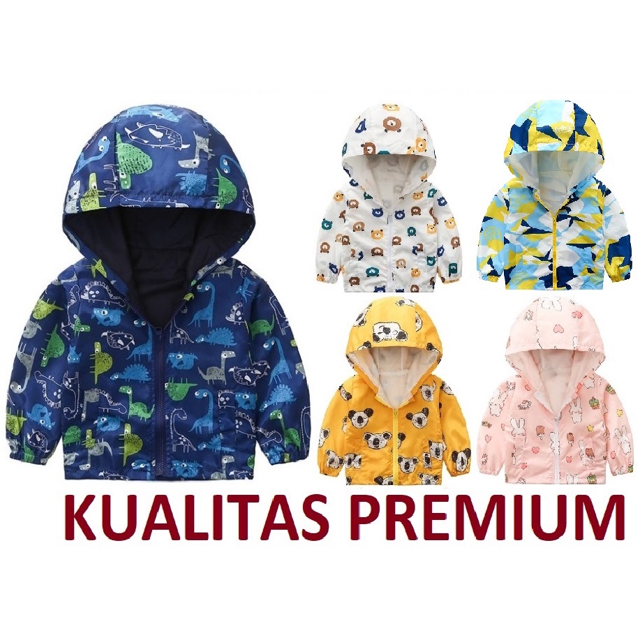 JAKET PARASUT HOODIE BAYI ANAK JAS HUJAN SLETING KUALITAS PREMIUM IMPORT