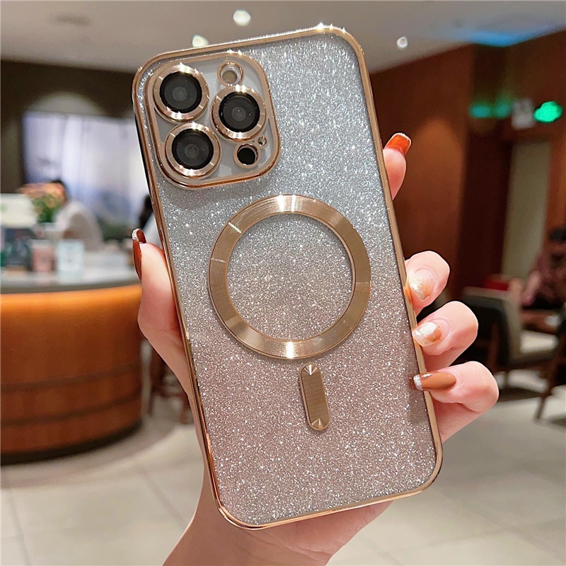 Soft case Pelindung Lensa Kaca Penyerapan Magnetik Tahan Banting Untuk Iphone 11 12 13 14 Pro Max