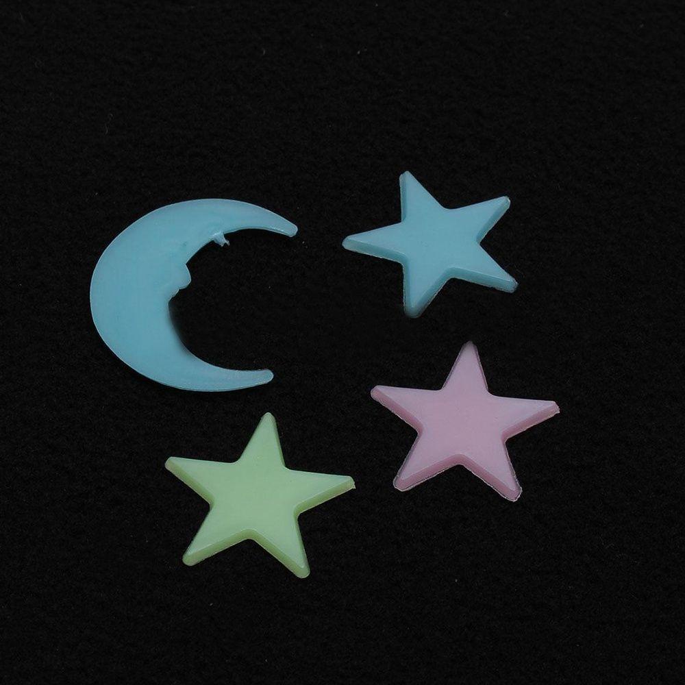 [Elegan] Bintang Bulan Stiker 100 Pcs/Set Anak-Anak Seni Dekorasi Langit-Langit Bercahaya Dekorasi Kamar Rumah Decal 3D