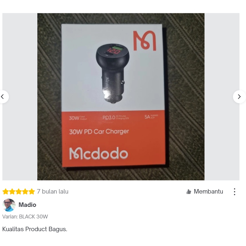 MCDODO CC-6810 Car Charger Mobil FAST Charging Dual Port 30W QC4.0 PD