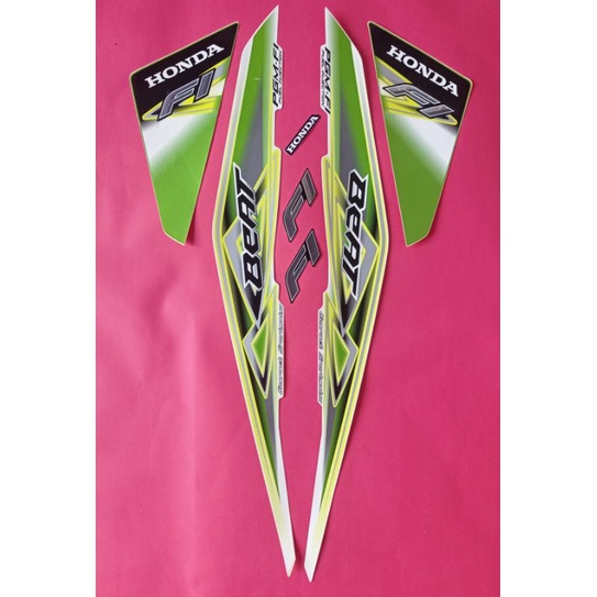 Stiker setriping motor honda beat fi 2013 warna putih hijau