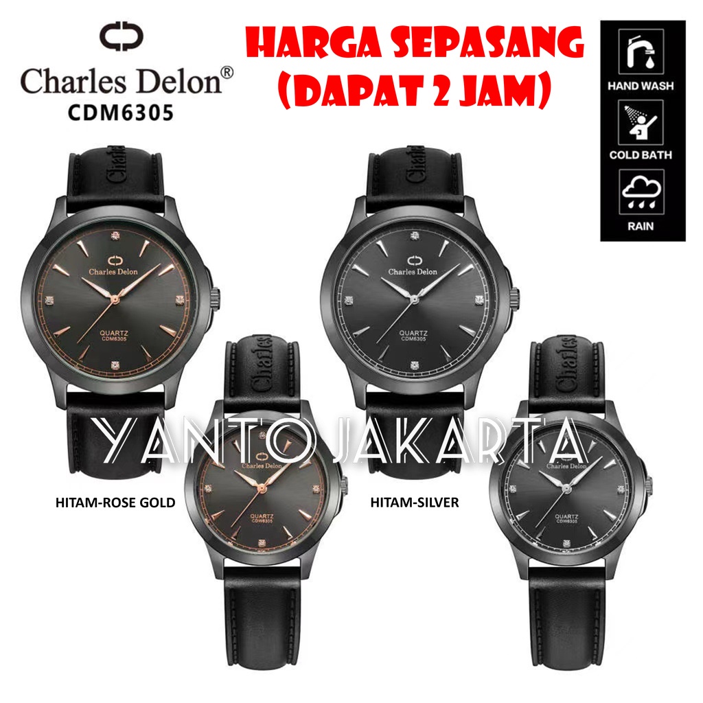 CHARLES DELON JAM TANGAN COUPLE ANTI AIR BAHAN RUBBER