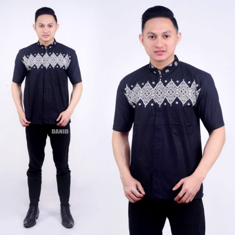 Koko Bordir Kombinasi Batik Lengan Pendek Terlaris Size M, L, XL #5 ( ORIGINAL )