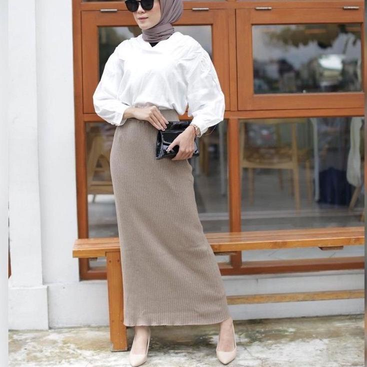 Telah Hadir.. [BISA COD] Rok Rajut Span Maxi / Rok Rajut Panjang / Rok Span Knit Tebal Premium / Rok