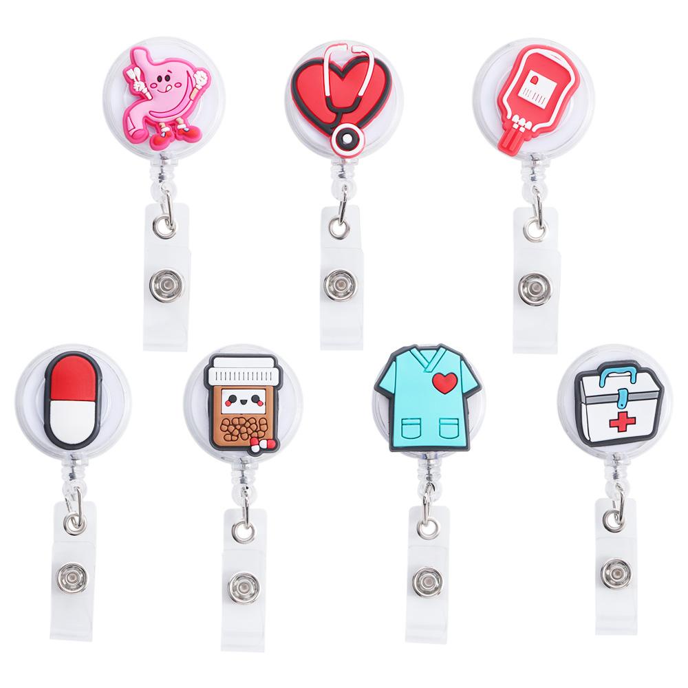 [Elegan] Badge Holder Hospital Nurse Staff Card Ditarik ID Card Klip Kantong Dada