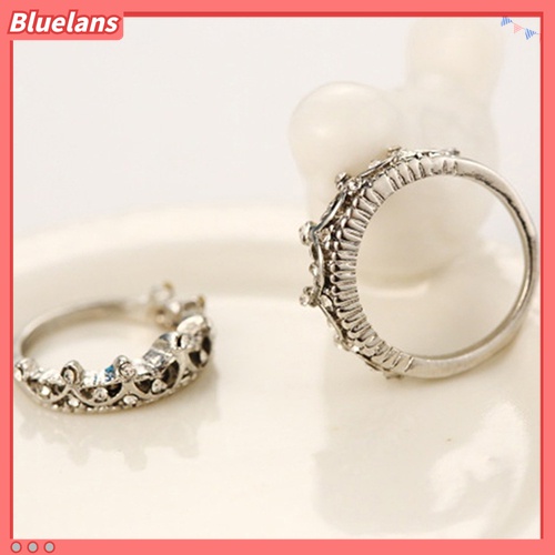 Cincin Jari Bentuk Mahkota Ratu Lapis Perak Aksen Berlian Imitasi Untuk Hadiah Natal Wanita