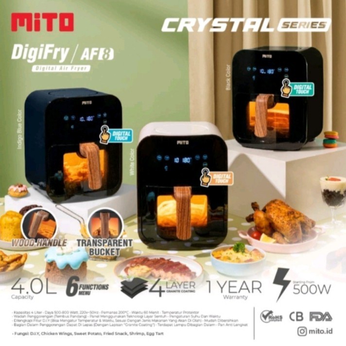 Mito Air Fryer AF-8 Crystal Series AF8 Penggorengan Tanpa Minyak 4 Liter AF 8 DigiFry Digital Airfryer