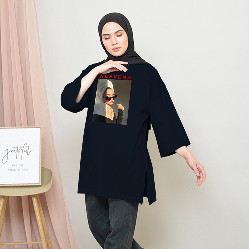 KAOS OVERSIZE TOP HIJAB WANITA BASIC  WEEKEND / OVERSIZE SLIT BLOUSE