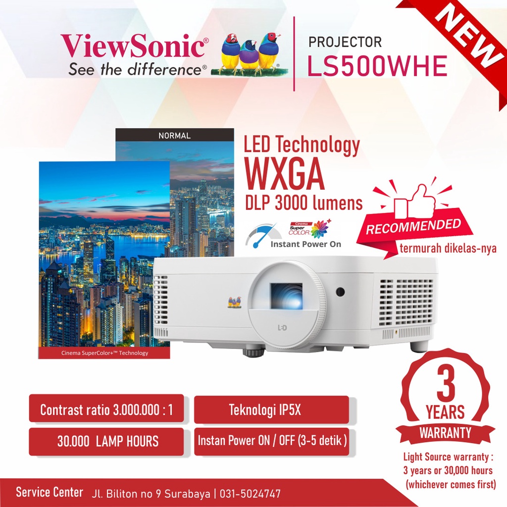 Viewsonic LS500WHE - LED 3000 Ansi Lumens WXGA Viewsonic LS500W