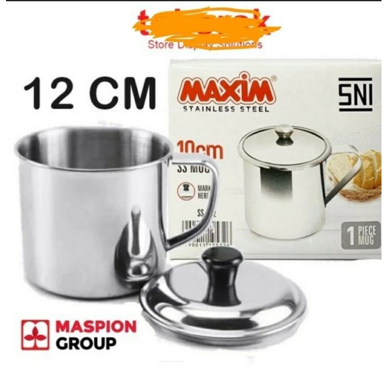 Maspion Mug Stainless Steel + Tutup 12cm / Gelas Stainless 12 cm