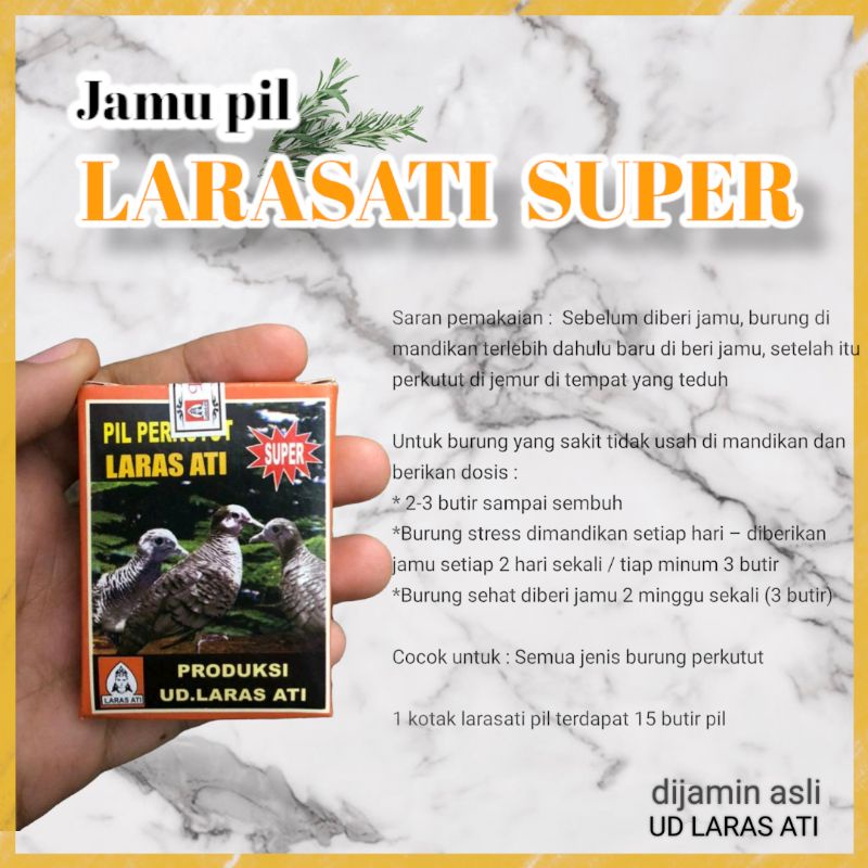 jamu pil perkutut LARASATI super burung perkutut puter pelung