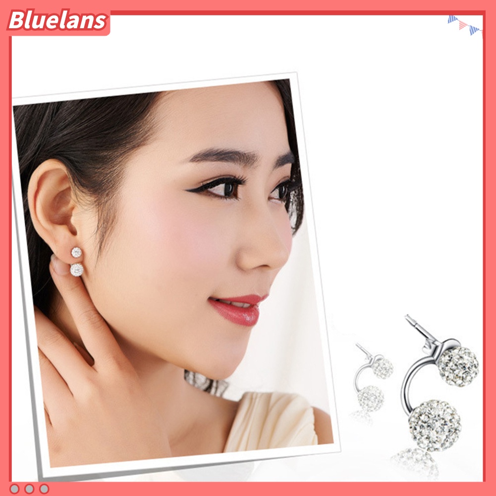 Bluelans Fashion Women Rhinestone Inlaid Ball Shape Pendant Stud Earrings Jewelry Gift