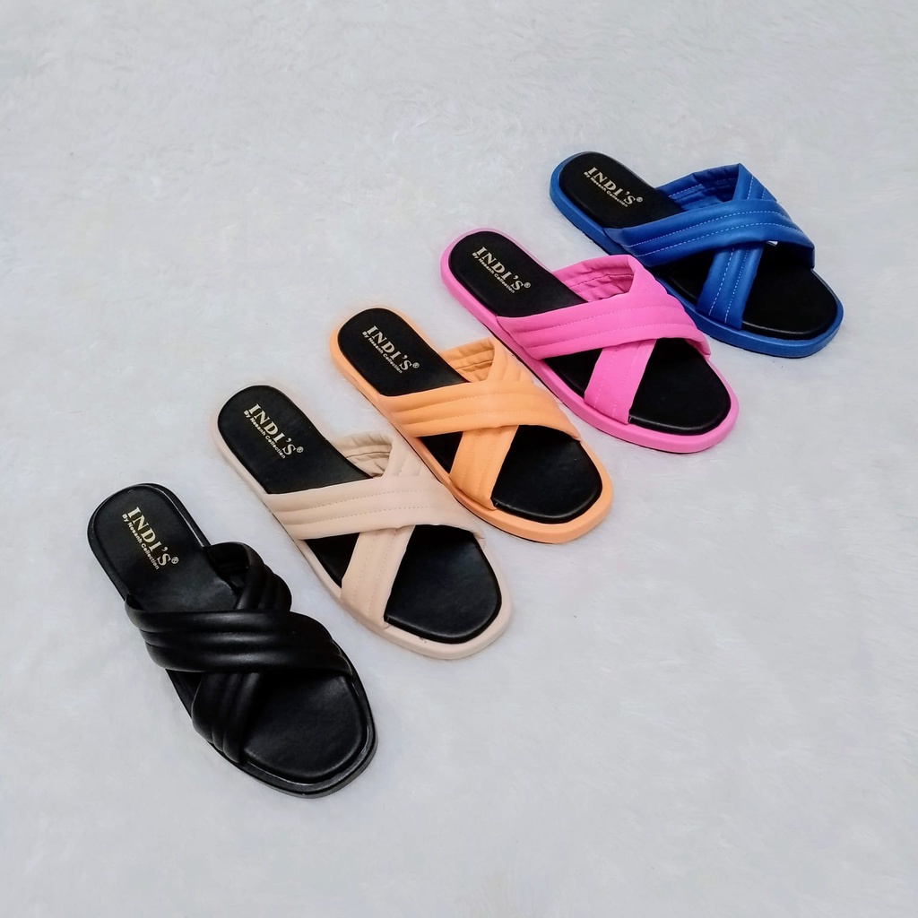 Sandal Platform Wanita Tali Silang Warna Kekinian NESANH - MONICA