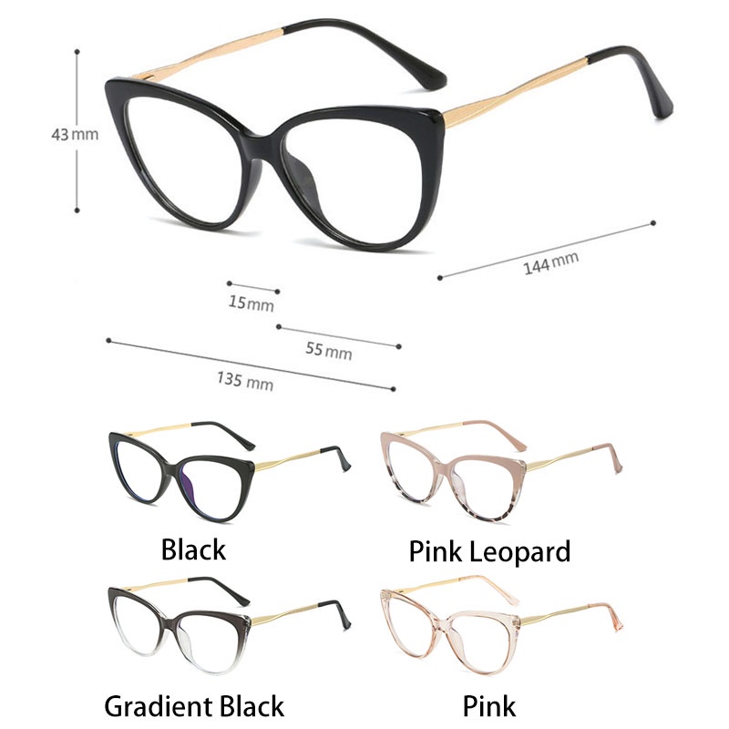 Kacamata Photochromic Anti Radiasi Minus TR90 Model Mata Kucing Untuk Wanita