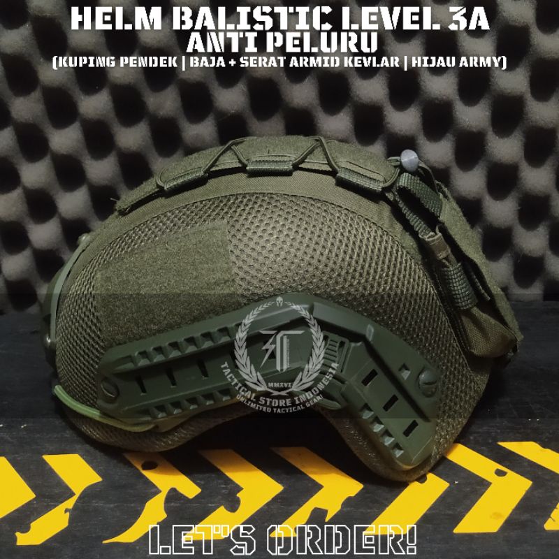 EXCLUSIVE HELM TACTICAL BALISTIC BALISTIK LEVEL 3A (Anti Peluru) Dengan Lapisan Serat Kevlar (Helm Kevlar)