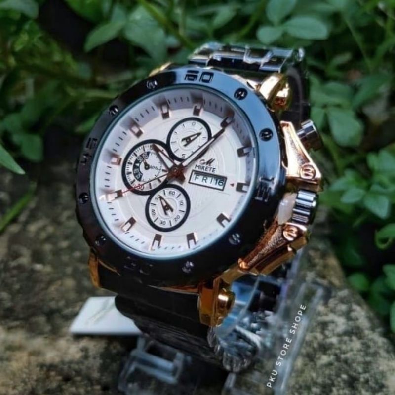 Tanggal Dan Hari Aktif Jam Tangan MIRETE Pria Water Resistant Body Gold Jam Pria Import Sporty Jam Mirete 7899 JAM Tangan Cowok Terlariss Jam Tangan Pria Murah Mirete Original Mirete Free Box /Jam Tangan Kasual Analog Pria Tahan Air MIRETE ORIGINAL