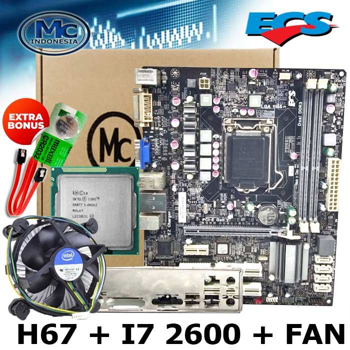 Paketan Mainboard Mobo Motherboard H67 LGA 1155