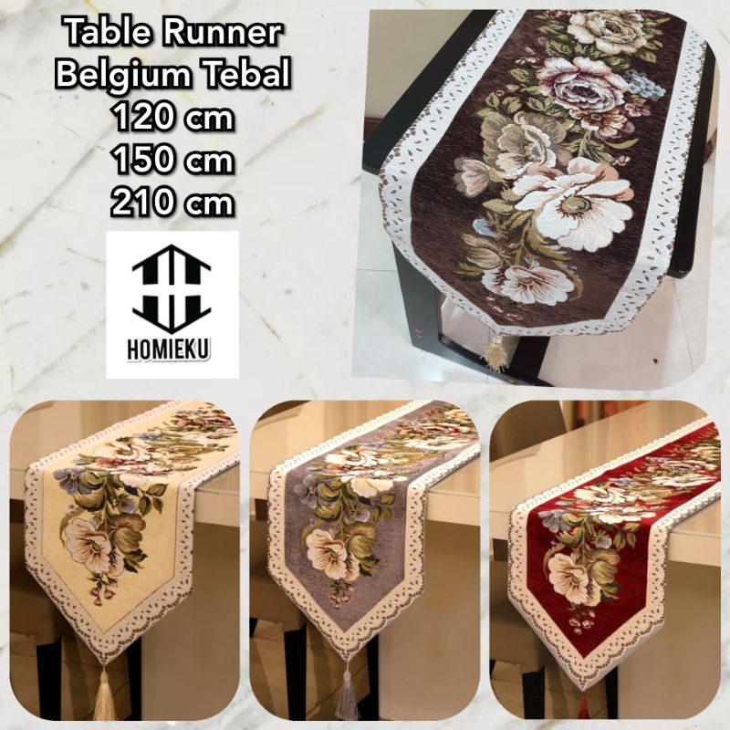 Taplak Meja Tamu Panjang Kembang Premium Table Runner Meja Makan Panjang 120 150 200 cm