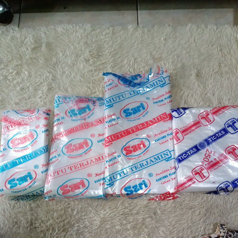 Grosir plastik PE es sari tictas plastik minyak curah ukuran 1/4kg, 1/2kg, 1kg, 1,5kg