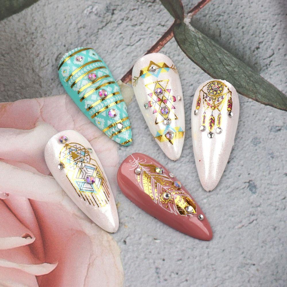 MXBEAUTY Stiker Kuku 3D DIY Vintage Wanita Musim Gugur Manicures Aksesori Musim Semi Nail Art Dekorasi