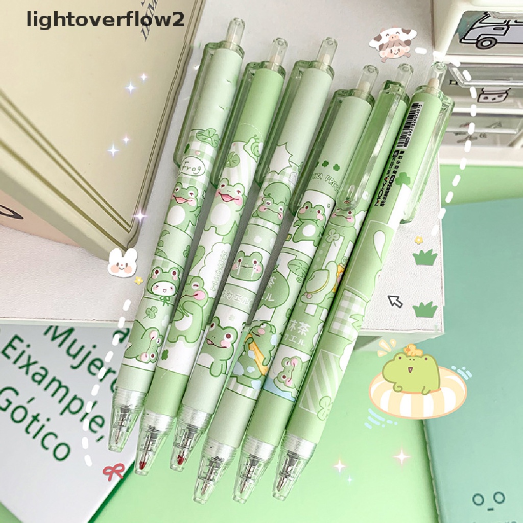 (lightoverflow2) 6pcs Pulpen 0.5mm Model Jepang / Korea Untuk Sekolah