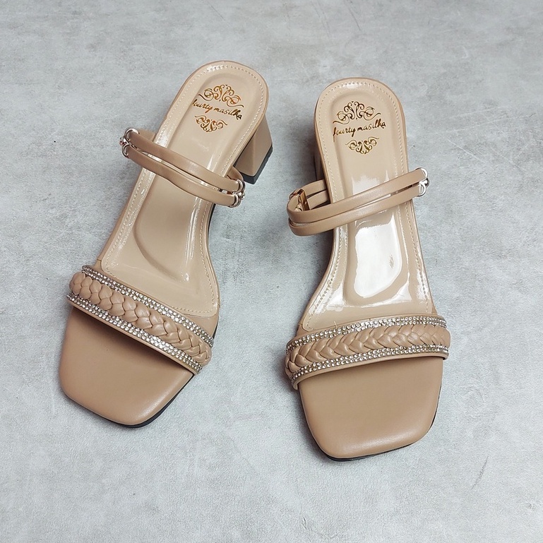 Sandal Heels Hak Tahu Wanita 5 cm ALB-46