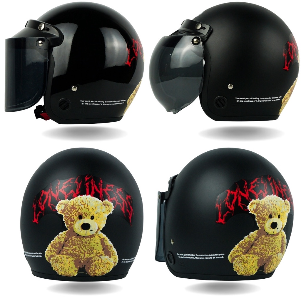 Helm Bogo Dewasa Retro SNI Motif retro Lonely Bear