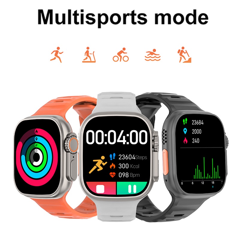 ORI IWO8 DT8 Ultra Max Amoled Smart Watch 49MM with 2 Strap NFC GPS Track 49mm jam tangan pria wanita Thermometer Bluetooth Call tahan air Sports for iPhone Xiaomi Android samsung