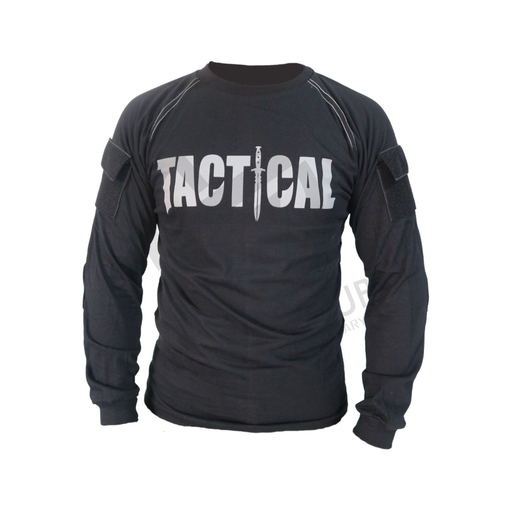 Kaos Tactical Panjang Hitam Katun Combed