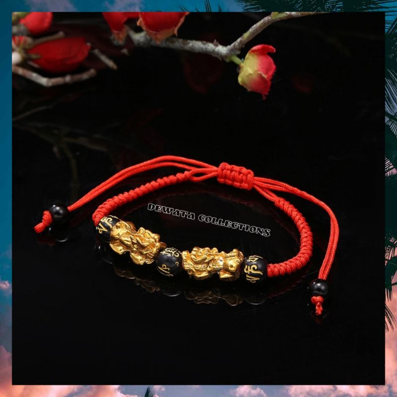 Gelang Keberuntungan FengShui 2 Naga Lapis Emas 999