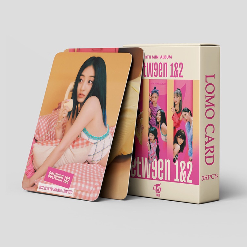 55pcs / Kotak Kartu Foto TWICE BETWEEN 1 &amp; 2 Album LOMO