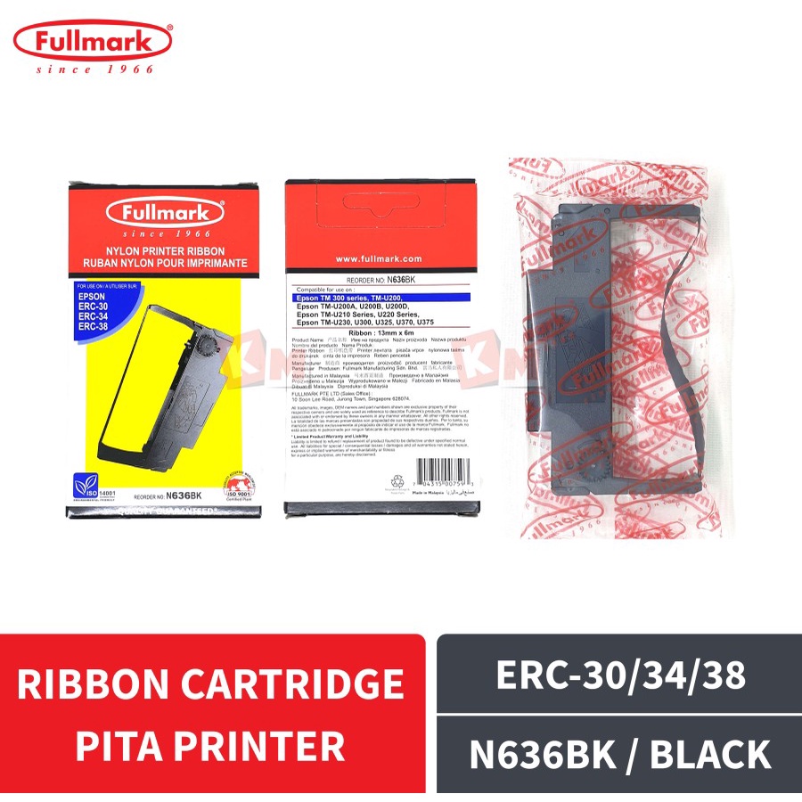 Ribbon Cartridge Pita Printer Fullmark For Epson ERC-30/34/38 N636BK