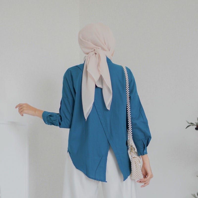 kemeja Wanita Linen Oversize Nelka Shirt Linen Polos