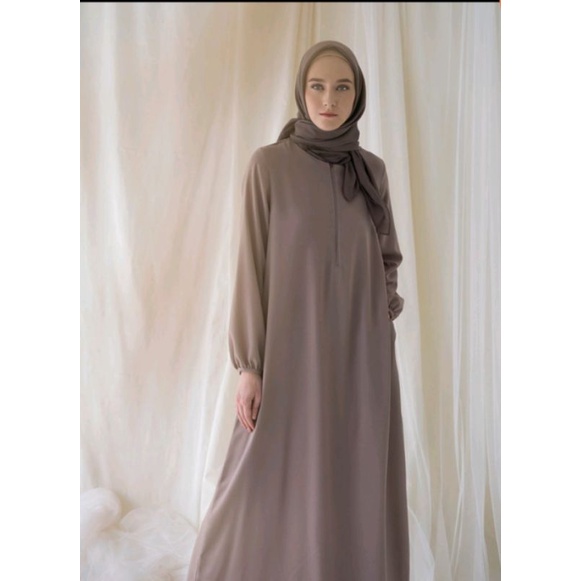 Basic Abaya Hitam Dress Gamis Daily Polos Syar'i Wanita Muslim Lengan Panjang Busui