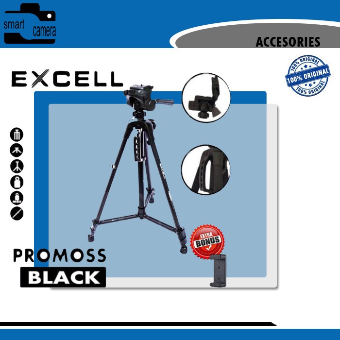 Tripod TRIPOD EXCELL PROMOS BLACK EDITION(N2Q2) Tripod Kamera dan HP Tripod Bluetooth Remote Tripod 